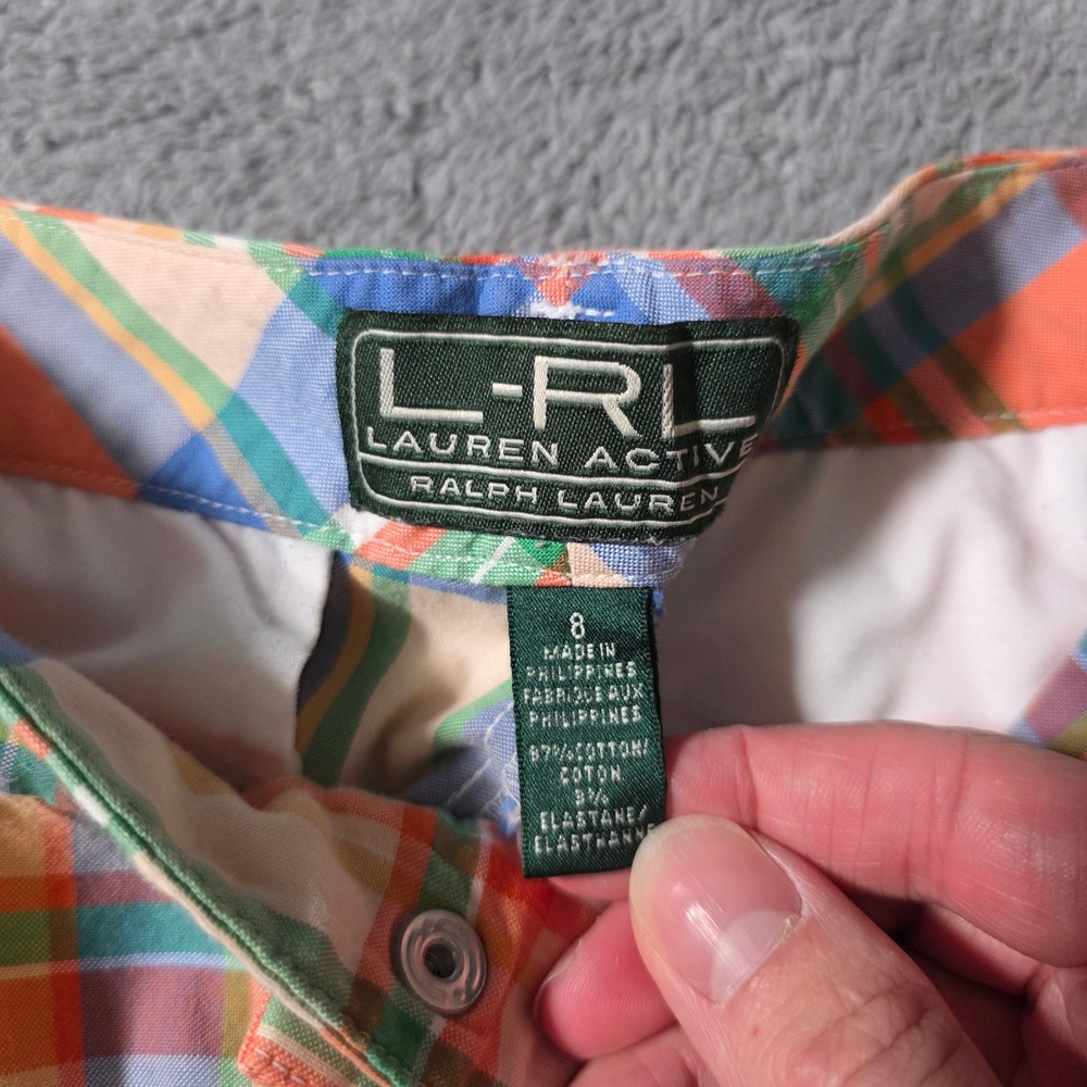 Lauren Active Womens 8 Shorts Multi Color Plaid Madras Cotton Stretch Bermuda - Picture 6 of 8